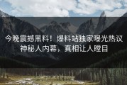 今晚震撼黑料！爆料站独家曝光热议神秘人内幕，真相让人瞠目