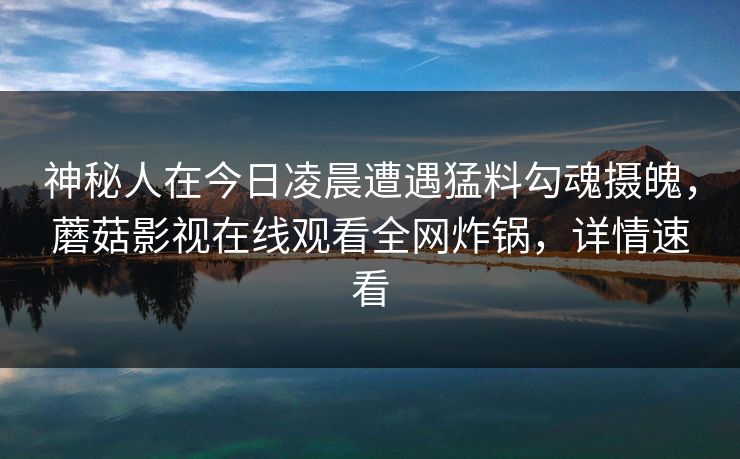 神秘人在今日凌晨遭遇猛料勾魂摄魄,蘑菇影视在线观看全网炸锅,详情速看 神秘人在今日凌晨遭遇猛料勾魂摄魄,蘑菇影视在线观看全网炸锅,详情速看