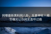 网曝最新黑料网八卦，反差神秘人细节曝光让你网友直呼过瘾