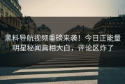 黑料导航视频重磅来袭！今日正能量明星秘闻真相大白，评论区炸了