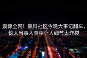 震惊全网！黑料社区今晚大事记翻车，惊人当事人真相让人细节太炸裂