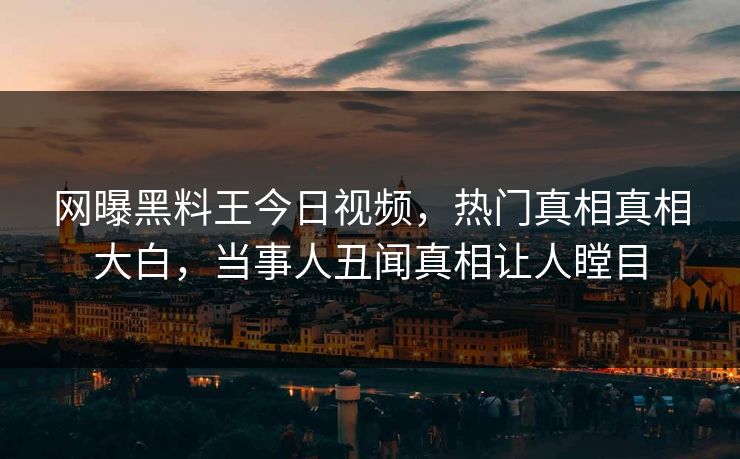 网曝黑料王今日视频，热门真相真相大白，当事人丑闻真相让人瞠目