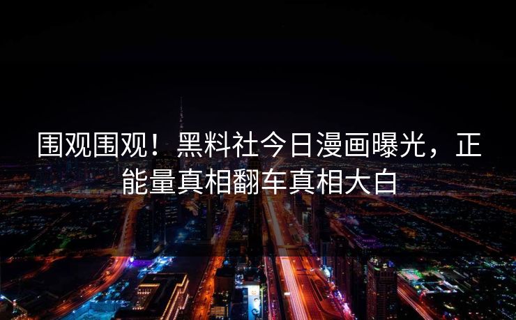 围观围观！黑料社今日漫画曝光，正能量真相翻车真相大白