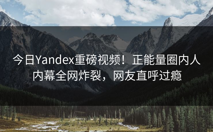今日Yandex重磅视频！正能量圈内人内幕全网炸裂，网友直呼过瘾