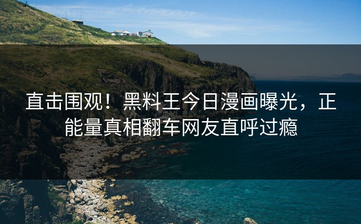 直击围观！黑料王今日漫画曝光，正能量真相翻车网友直呼过瘾